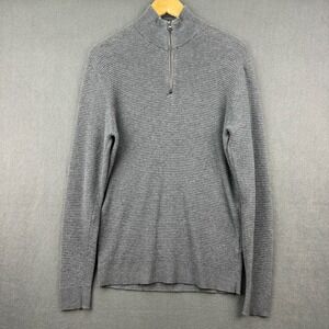 Esprit Shirt Mens Medium Gray Half-Zip Knit Sweater Cotton Cashmere Thick Warm